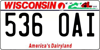 WI license plate 536OAI