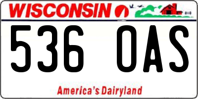 WI license plate 536OAS