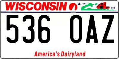 WI license plate 536OAZ
