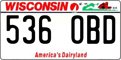 WI license plate 536OBD
