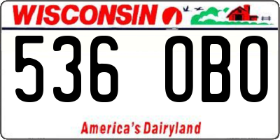 WI license plate 536OBO