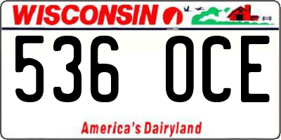 WI license plate 536OCE