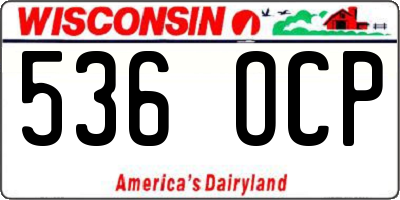 WI license plate 536OCP