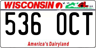 WI license plate 536OCT