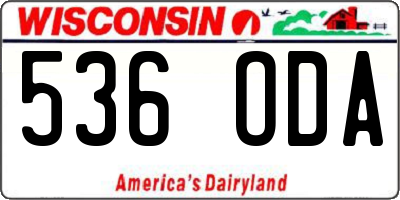 WI license plate 536ODA