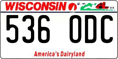 WI license plate 536ODC
