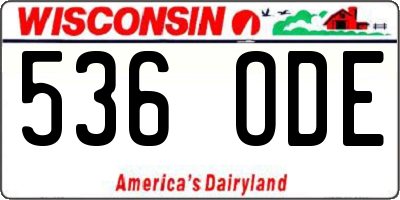 WI license plate 536ODE