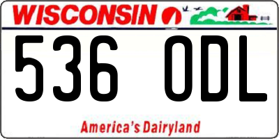 WI license plate 536ODL