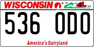 WI license plate 536ODO