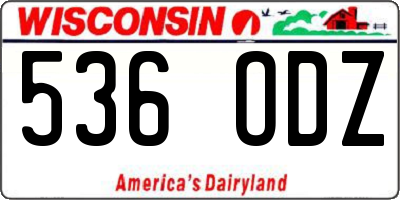WI license plate 536ODZ