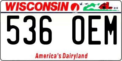 WI license plate 536OEM