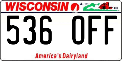WI license plate 536OFF