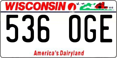 WI license plate 536OGE
