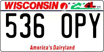 WI license plate 536OPY