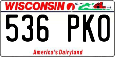 WI license plate 536PKO