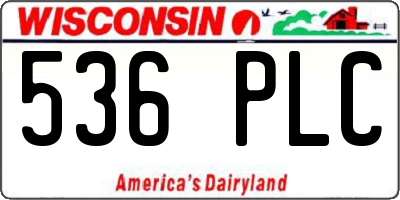 WI license plate 536PLC