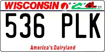 WI license plate 536PLK