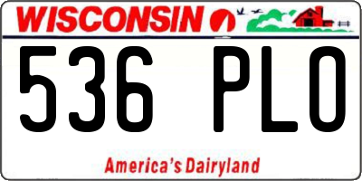 WI license plate 536PLO