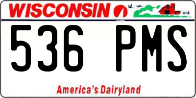 WI license plate 536PMS