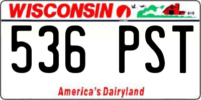 WI license plate 536PST