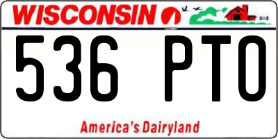 WI license plate 536PTO
