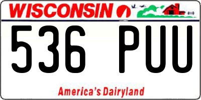 WI license plate 536PUU