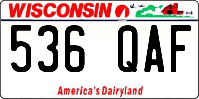 WI license plate 536QAF