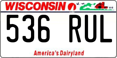 WI license plate 536RUL