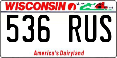 WI license plate 536RUS