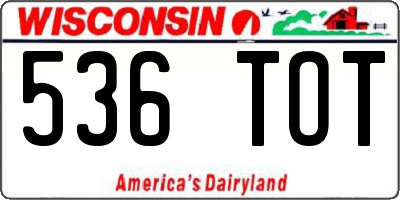 WI license plate 536TOT