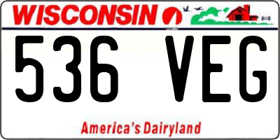 WI license plate 536VEG
