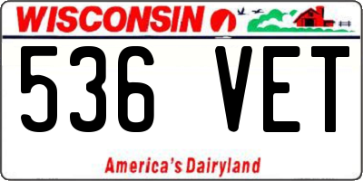 WI license plate 536VET