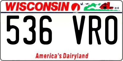 WI license plate 536VRO