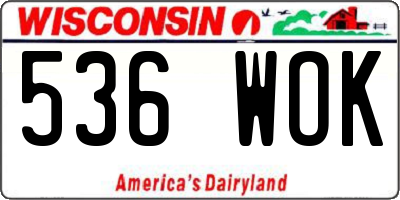 WI license plate 536WOK