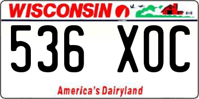 WI license plate 536XOC