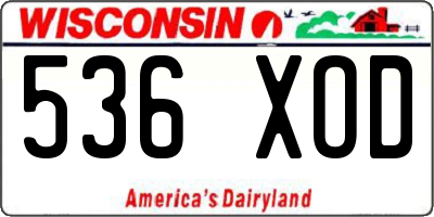 WI license plate 536XOD