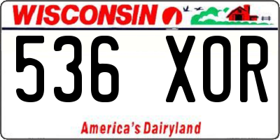 WI license plate 536XOR