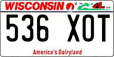 WI license plate 536XOT