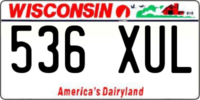 WI license plate 536XUL