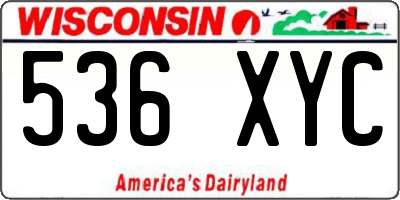 WI license plate 536XYC