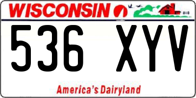 WI license plate 536XYV