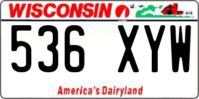 WI license plate 536XYW