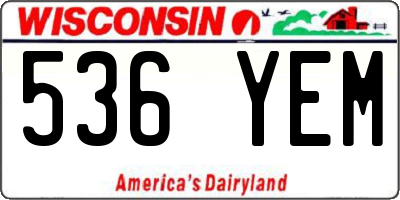 WI license plate 536YEM
