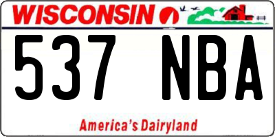 WI license plate 537NBA