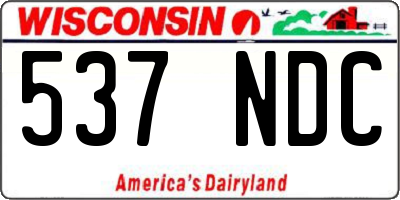 WI license plate 537NDC