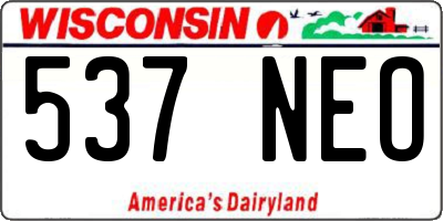 WI license plate 537NEO