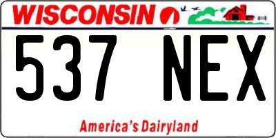 WI license plate 537NEX