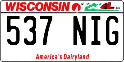 WI license plate 537NIG