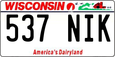 WI license plate 537NIK