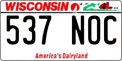 WI license plate 537NOC